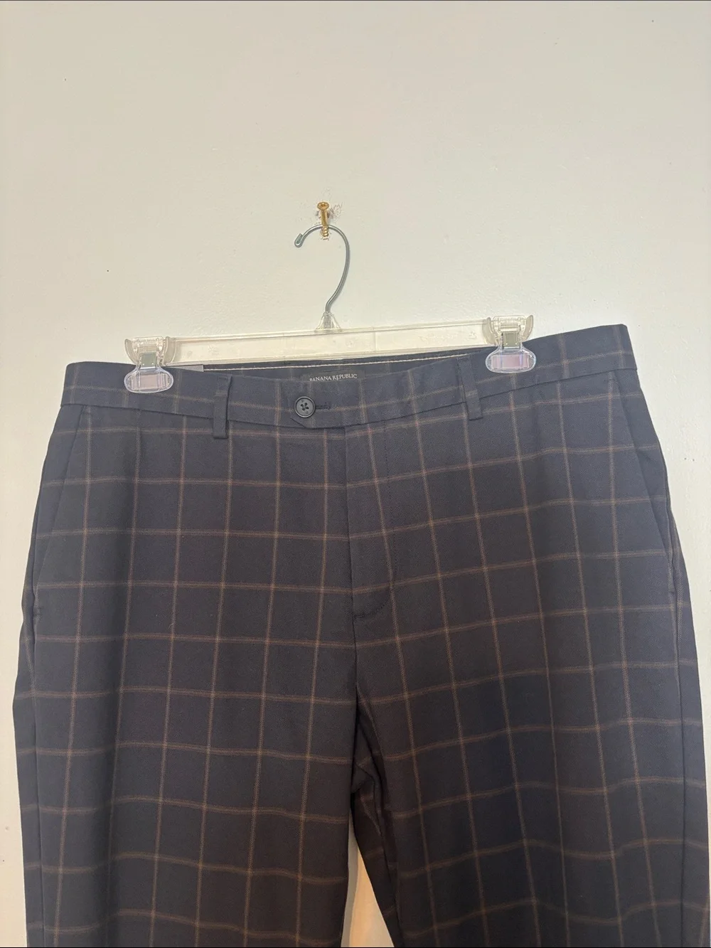 Men's Black Windowpane Dress Pants